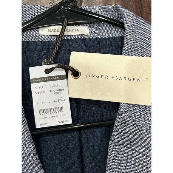 Singer + Sargent NEW Mens Double Breasted Blazer Jacket XXL Gray Plaid Wool Blen - Picture 5 of 8